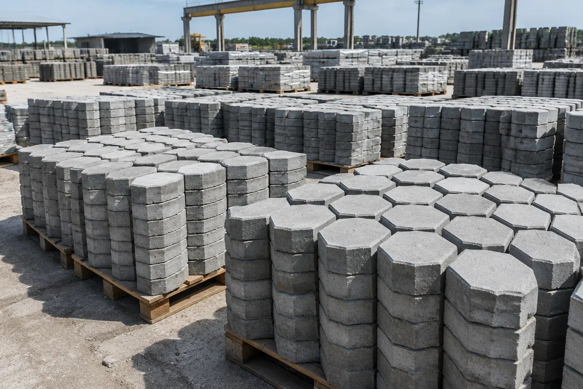 Paver Sextavado de concreto preparado em volume para fornecimento a obras